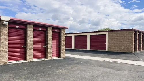 Outdoor storage units at Alice's Attic Self Storage.