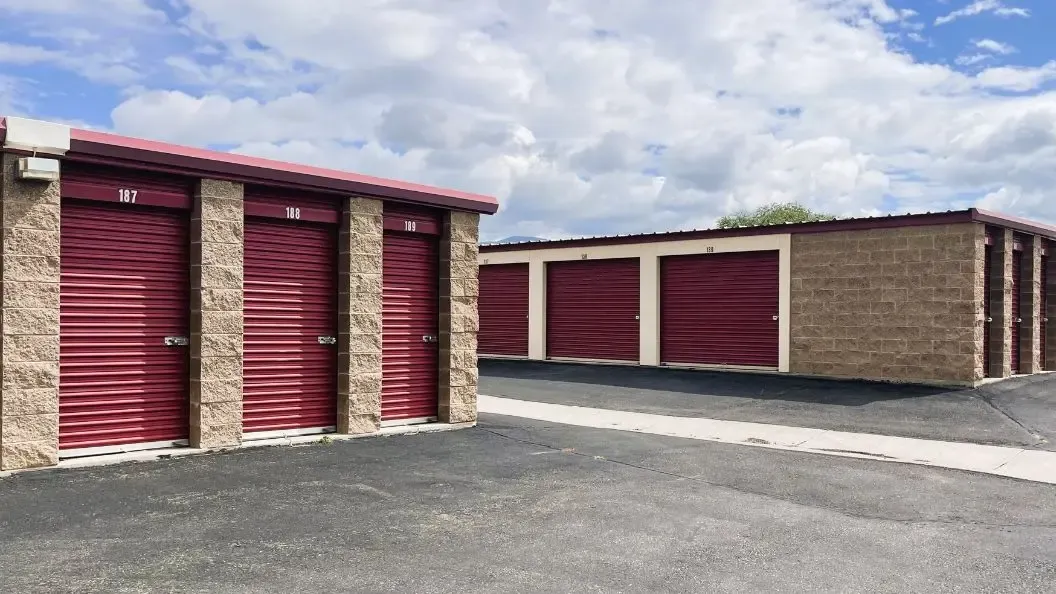Outdoor storage units at Alice's Attic Self Storage.