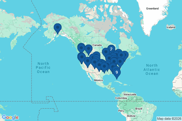 Map showing facility locations