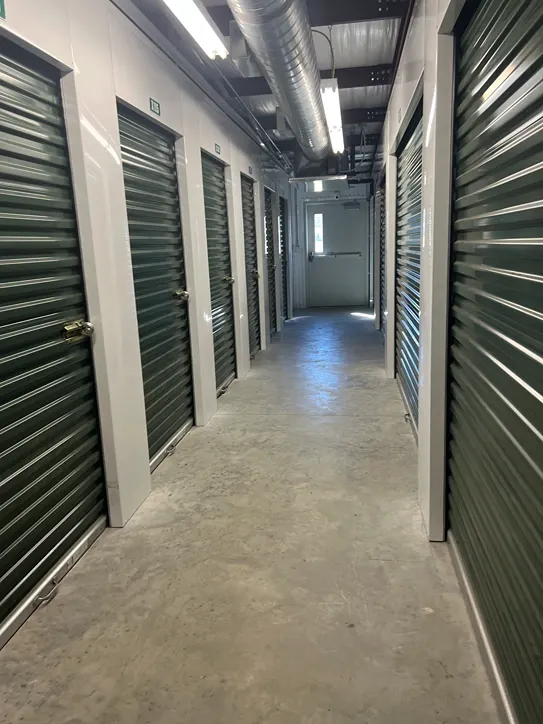 Interior storage unit hallway at A Safe Storage.