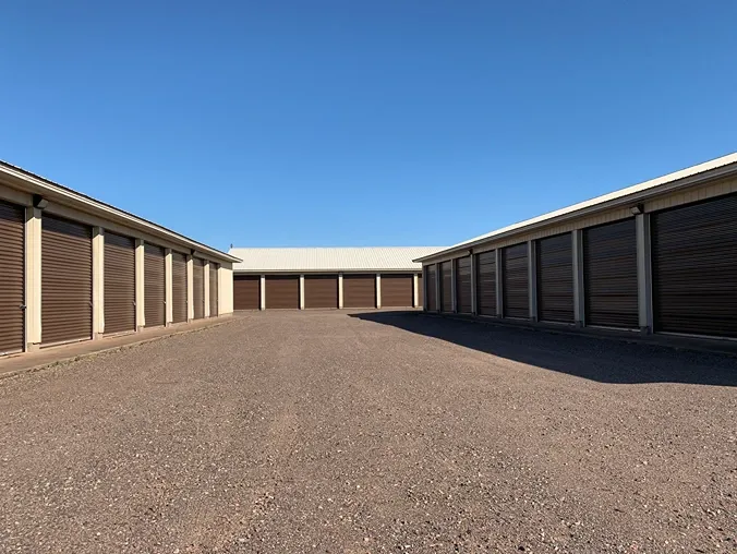 Exterior of outdoor storage units at ABC storage.