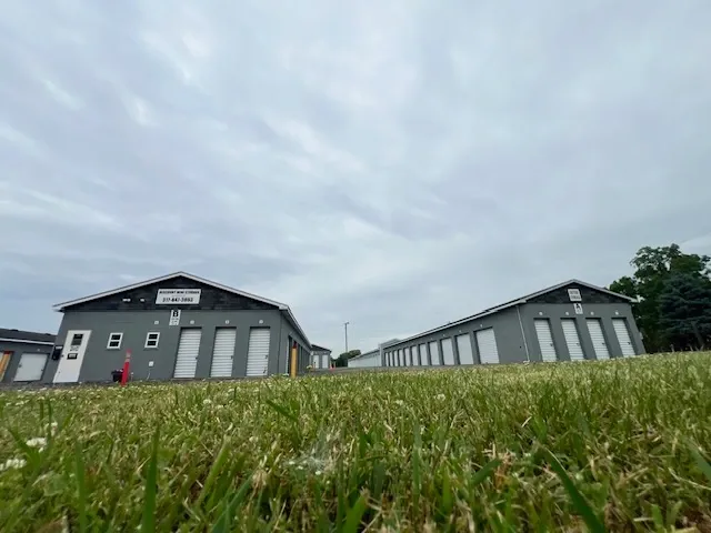 Exterior of outdoor storage units at Discount Mini Storage.