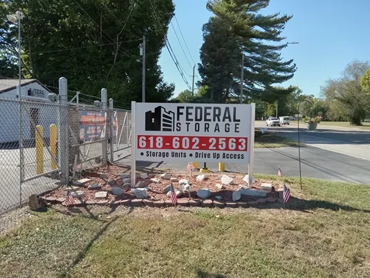 Exterior of signage at Federal Storage facility.