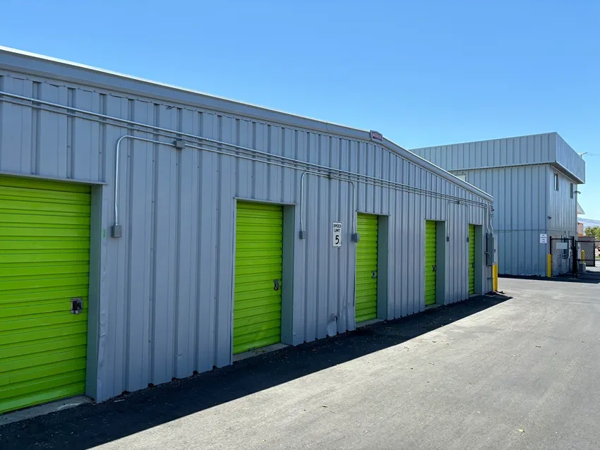 View of outdoor storage at Mountain Vista Mini Storage facility.