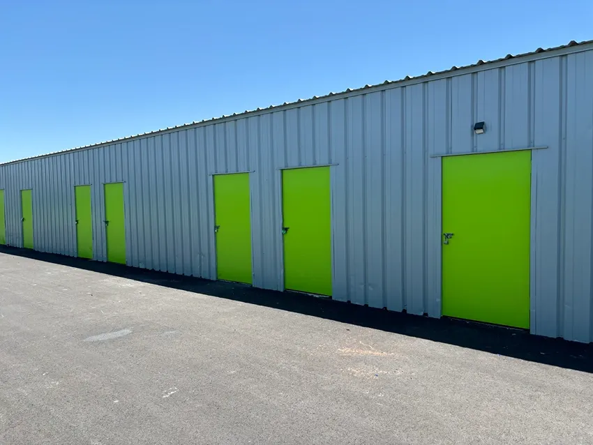 View of outdoor storage at Mountain Vista Mini Storage facility.