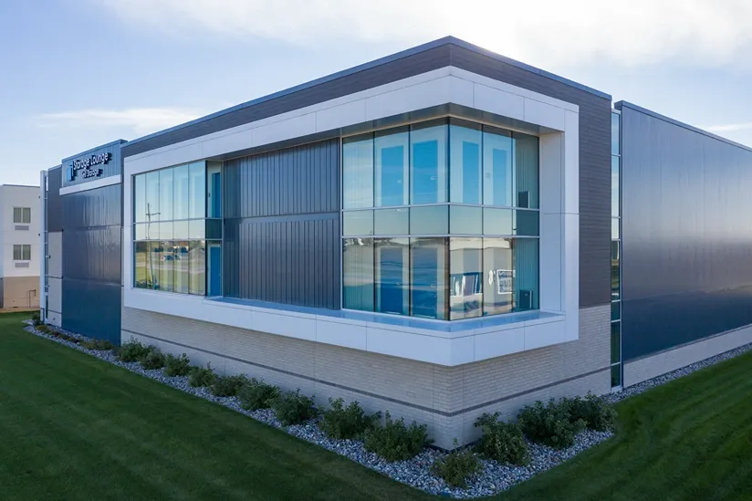 Exterior shot of Storage Lounge building.