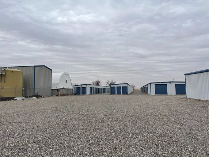 Exterior of outdoor storage units at Texoma Self Storage facility.